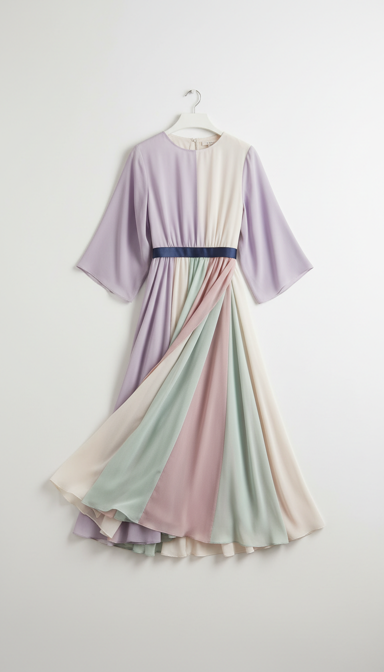 Chiffon Midi Dress With Tie Waist