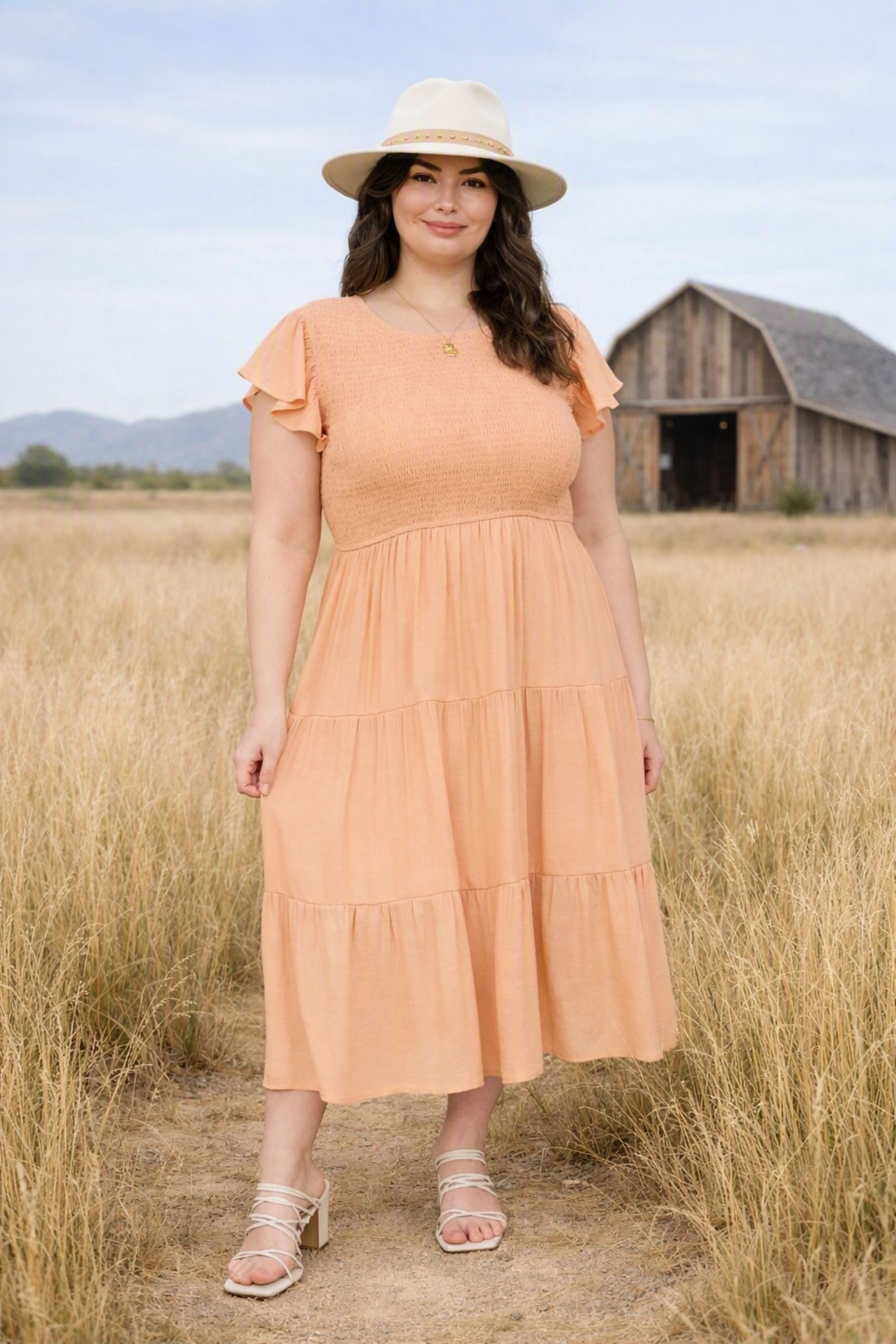 Extended Size Coral Dress