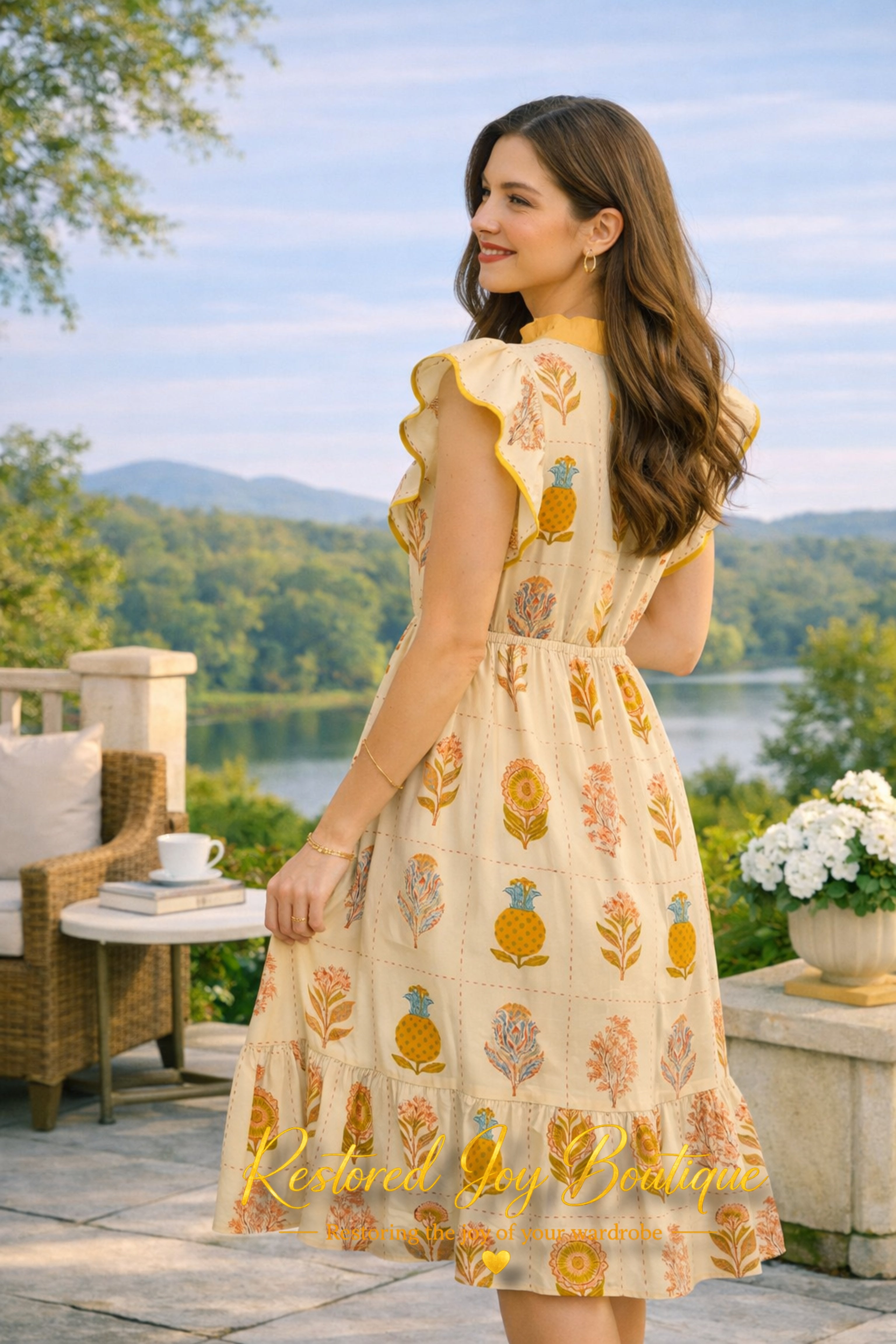 The Golden Petal Embroidery Dress