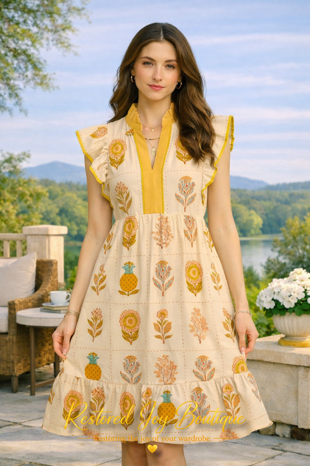 The Golden Petal Embroidery Dress