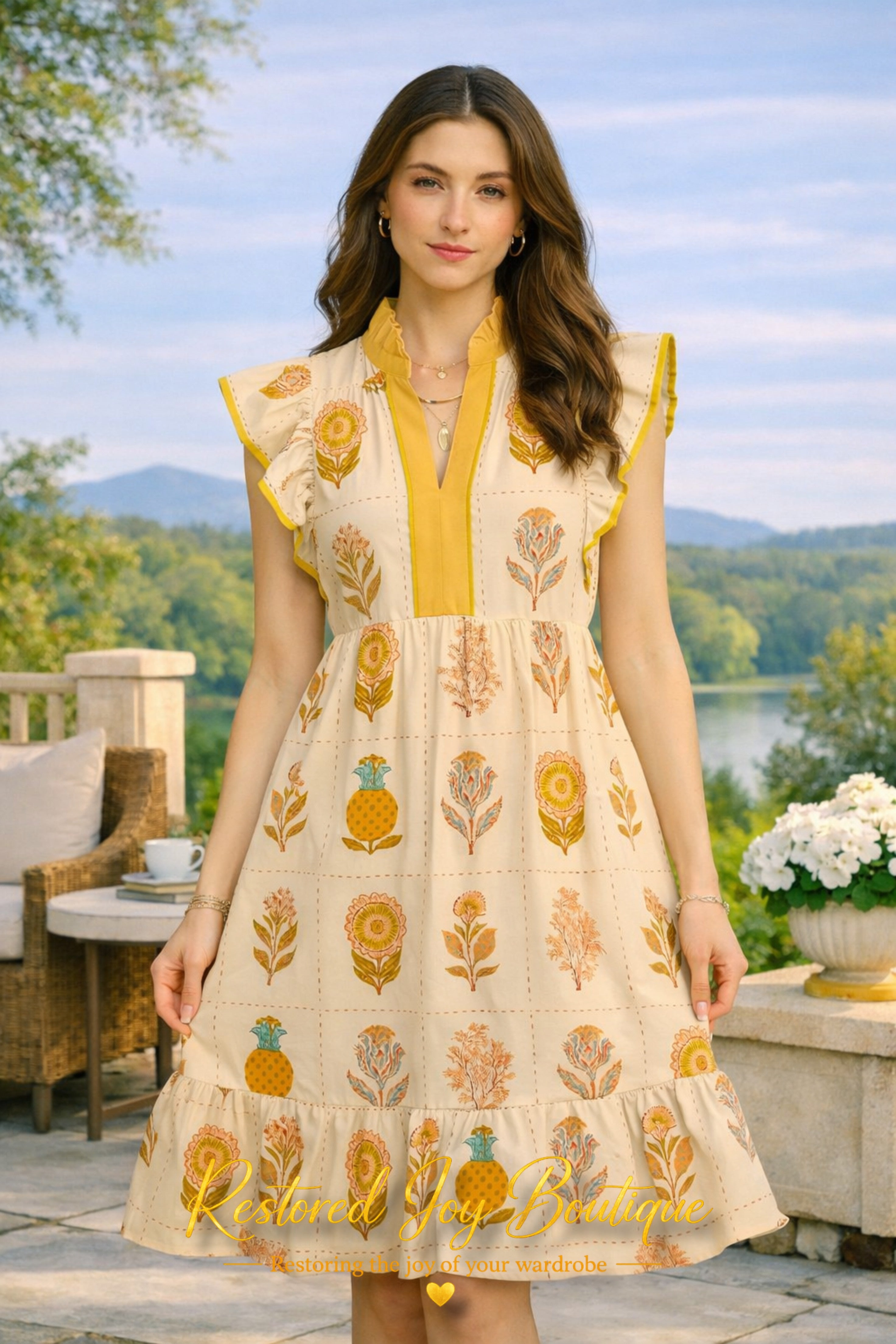 The Golden Petal Embroidery Dress