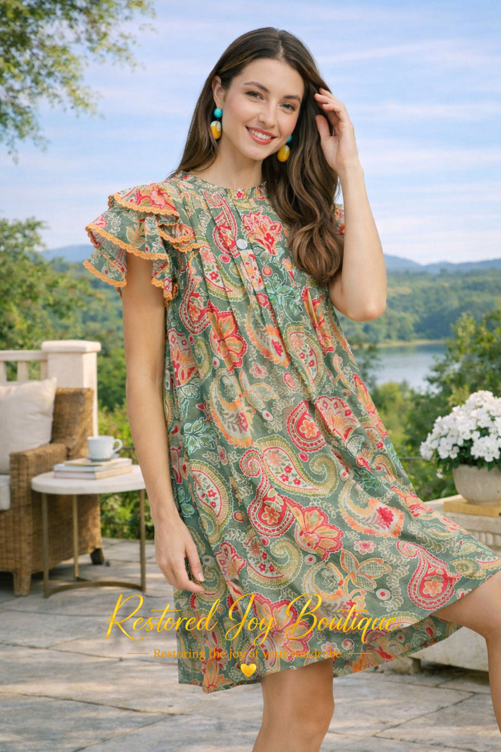 The Canyon Bloom Sage Dress