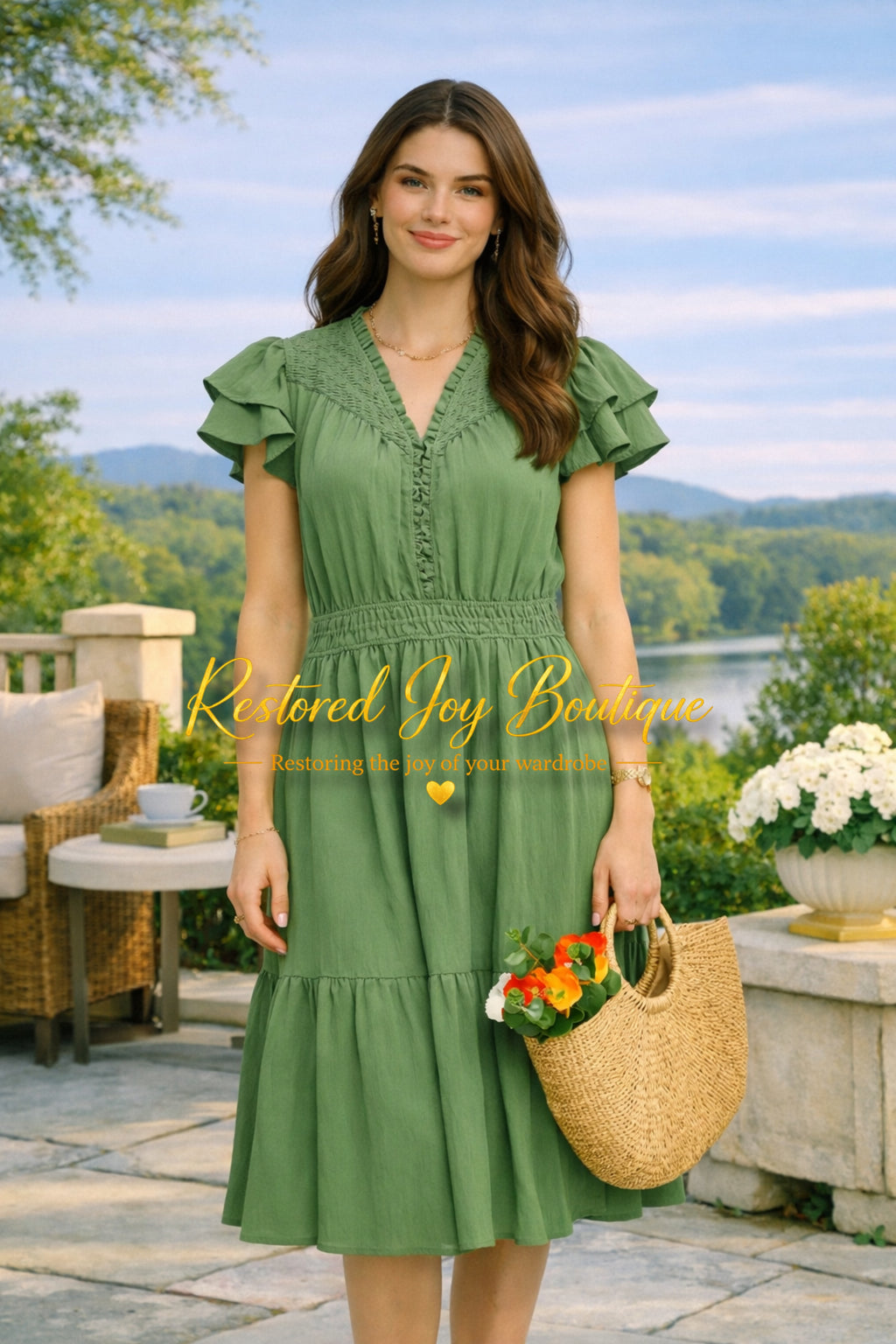 The Garden Whisper Sage Dress