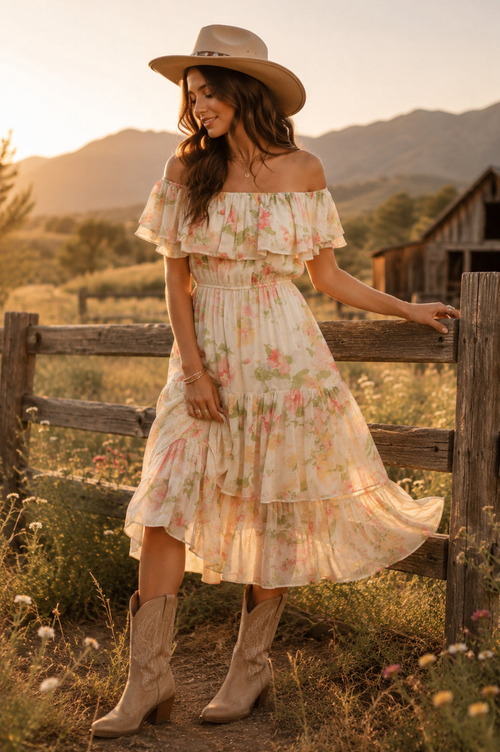 Wildflower Sunset Ruffle Dress