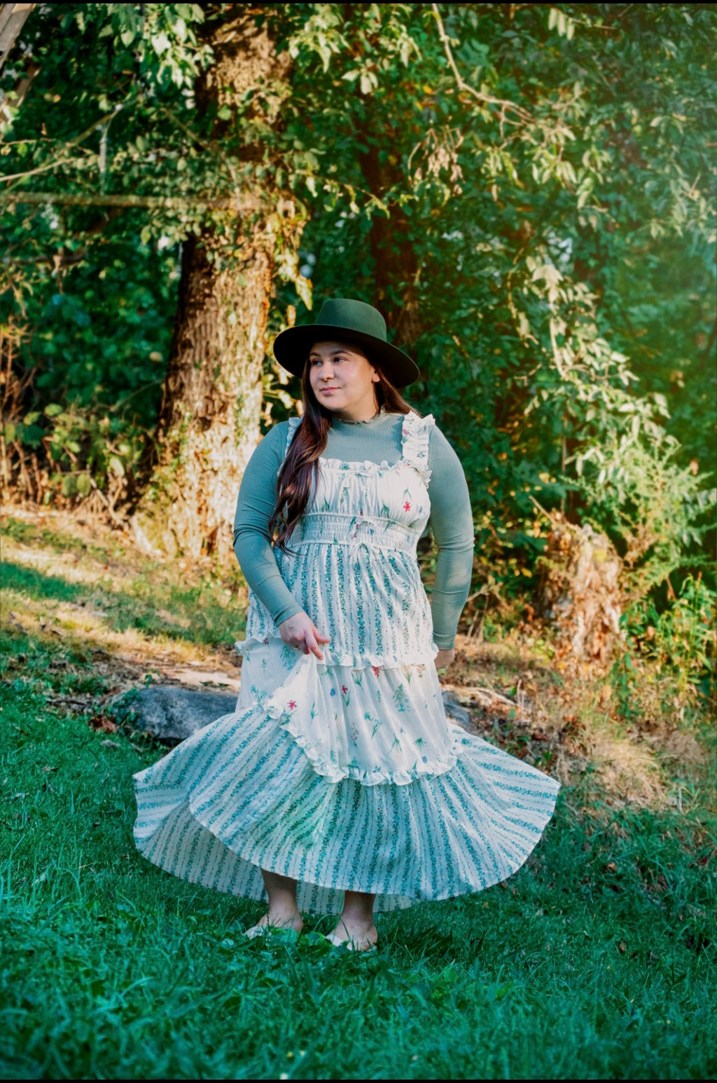 Extended Size Ruffled Tiered Midi