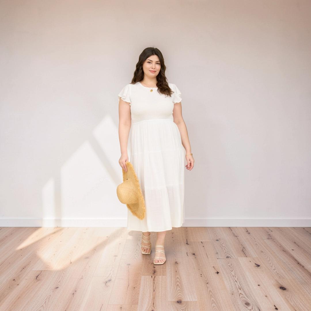 Extended Size Cream Dress
