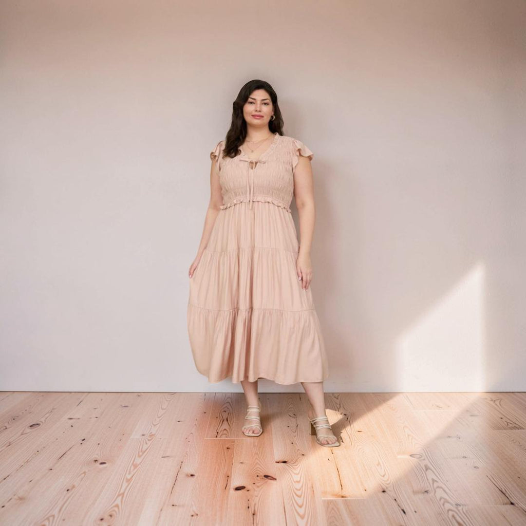 Extended Size Ruffle Midi
