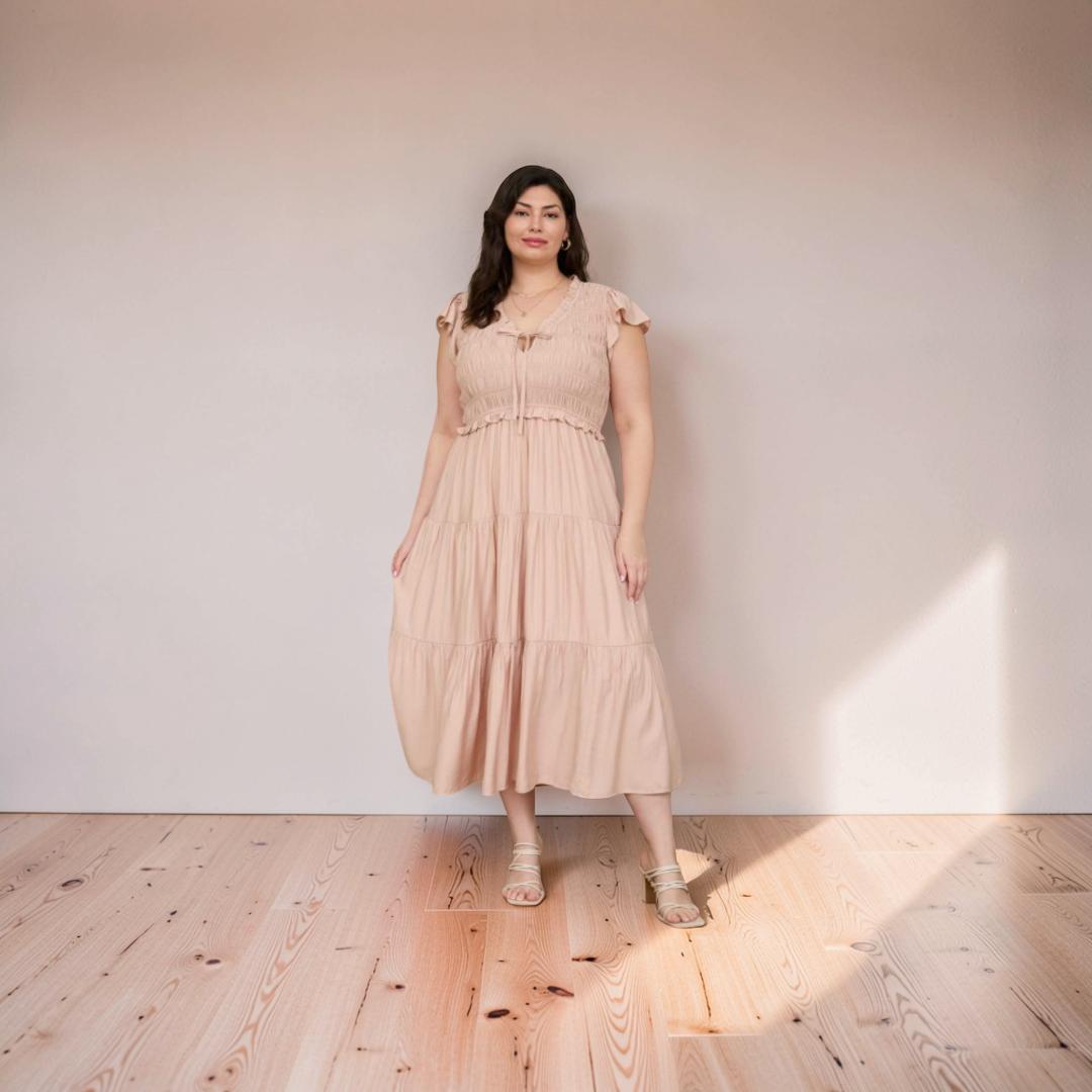 Extended Size Ruffle Midi
