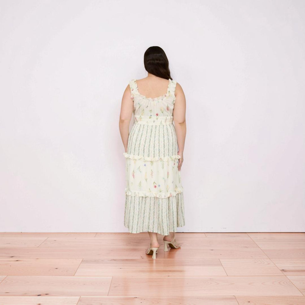 Extended Size Ruffled Tiered Midi