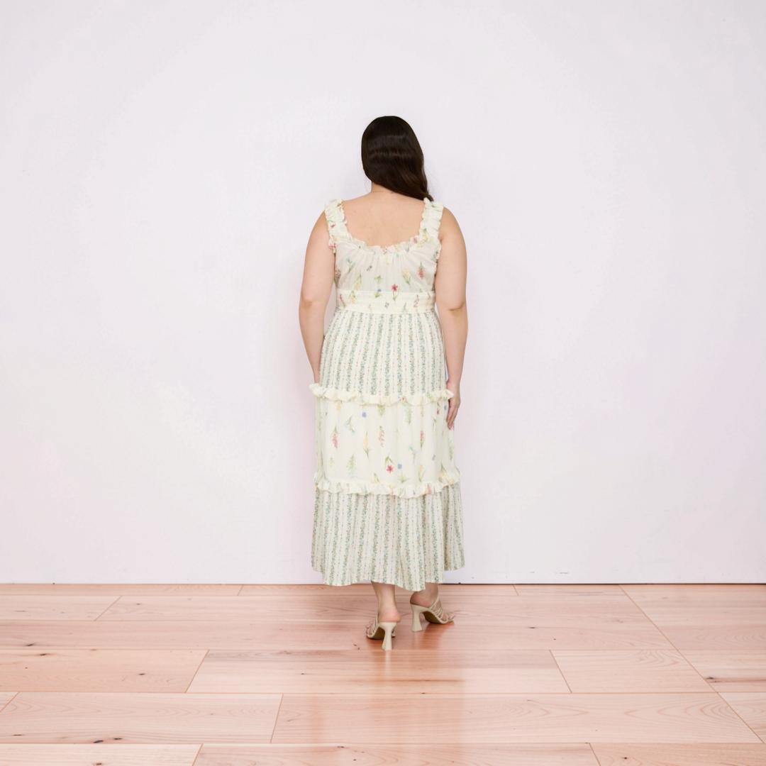 Extended Size Ruffled Tiered Midi