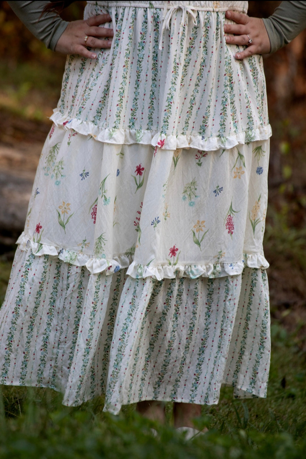 Extended Size Ruffled Tiered Midi