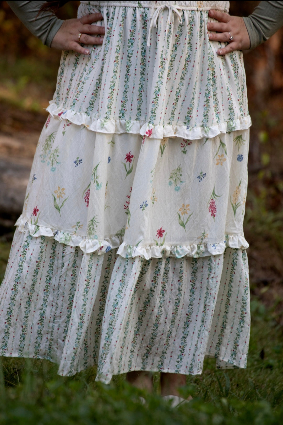 Extended Size Ruffled Tiered Midi